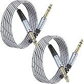 JOLGOO 1/4 Inch TRS Instrument Cable 6.6ft 2-Pack, 1/4 Guitar Cable, 6.35 Balanced Interconnect Line for Electric Guitar, Bass, Keyboard, Mixer, Amplifier, Speaker, Electric Mandolin, pro Audio