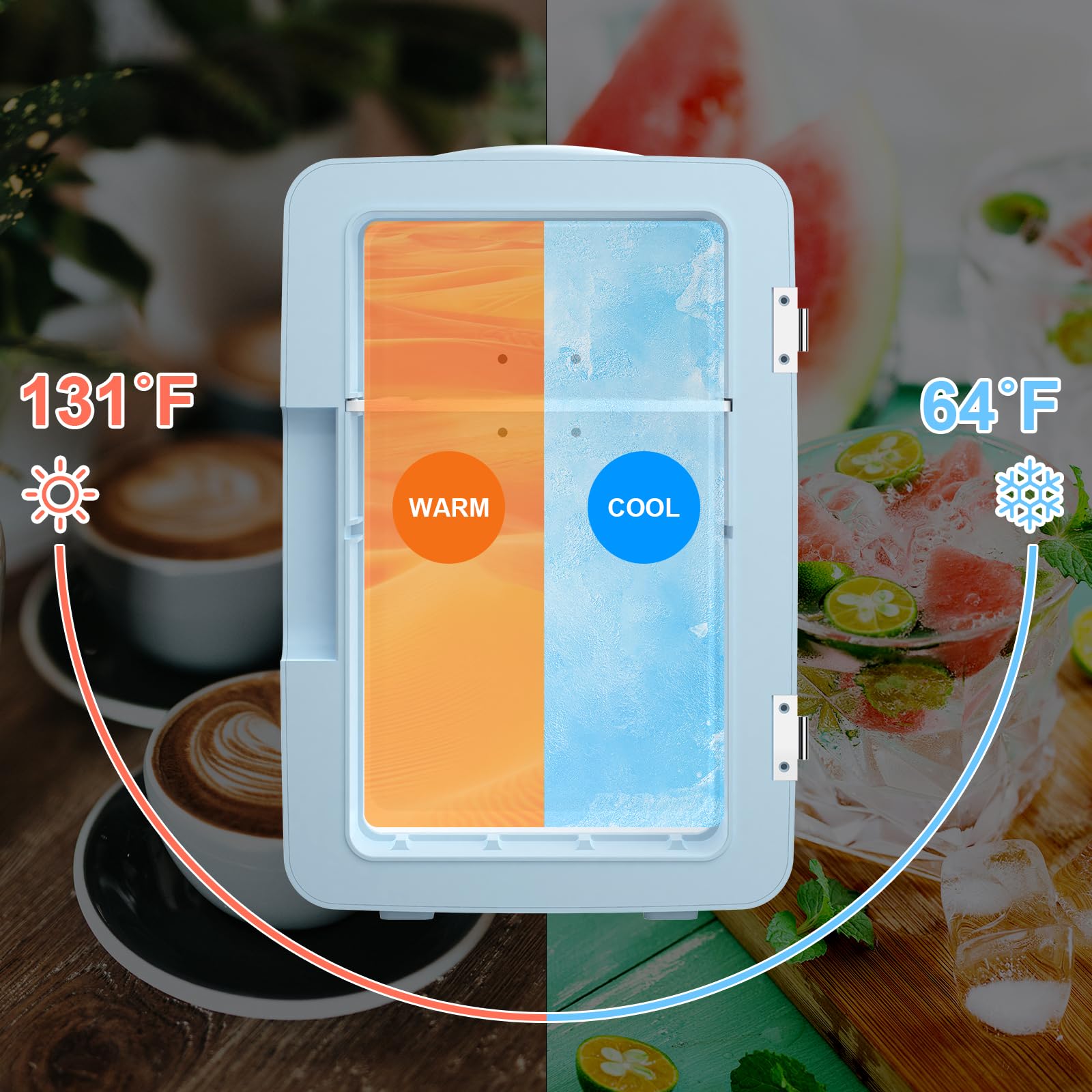 PERSONAL CHILLER 6L Skincare Fridge with LED Makeup Mirror, Mini Fridge Cooler and Warmer, Portable Fridge for Makeup, Skincare, Snacks, Bedroom Vanity, Blue - Image 6