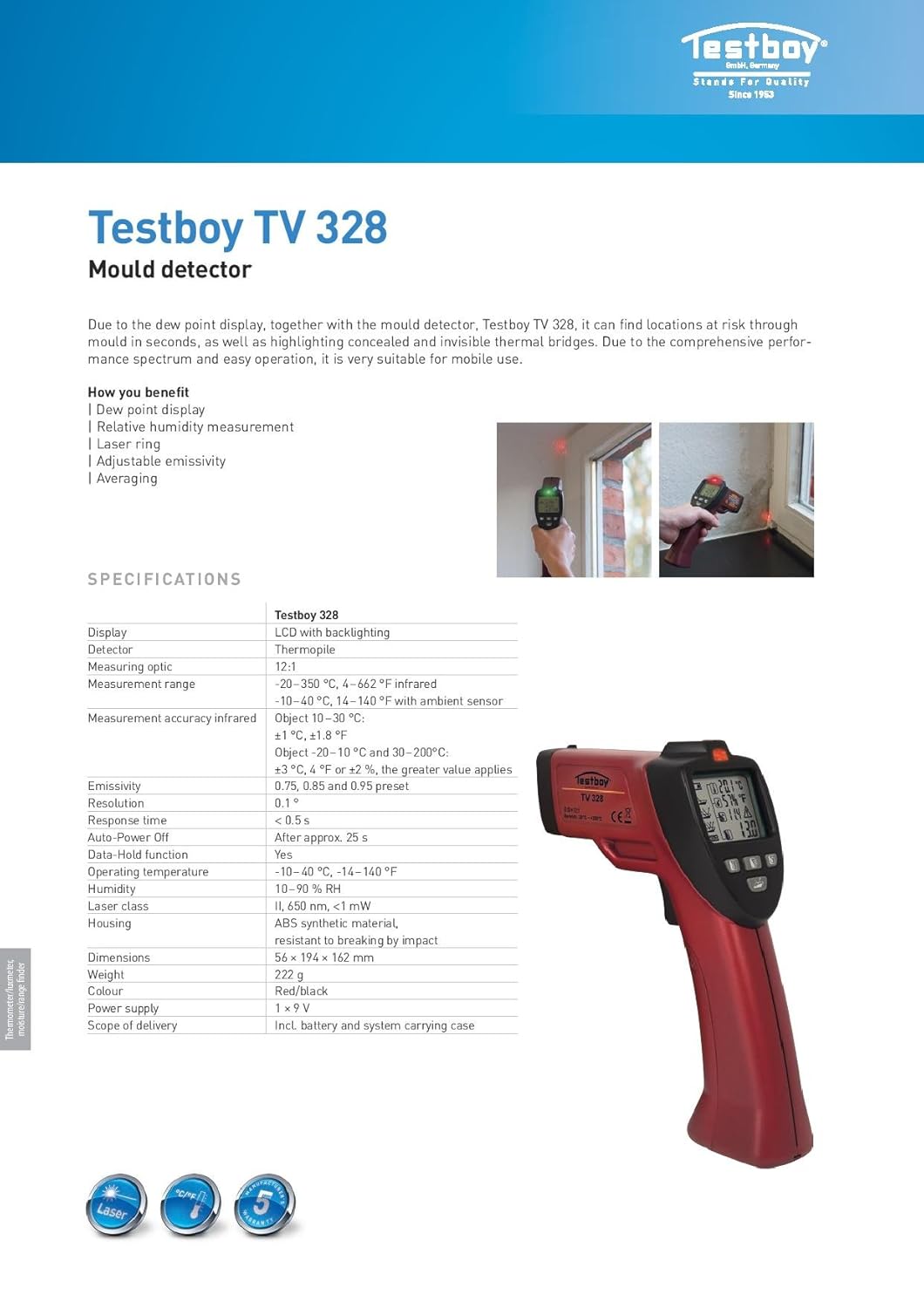 Testboy TV 328 Detector de Moho: Amazon.es: Industria, empresas y ...