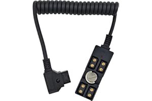 CHIKONI D-tap Male to 4 Port Female Splitter Power Cable Hub Connector Suitable for Anton Bauer V-Mount ARRI RED Camera TILTA Steadicam IDX Battery, with Indicator Light for D-Tap outputs