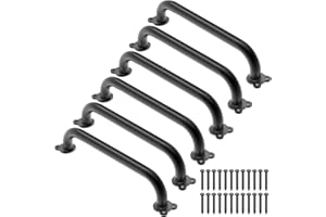 Dolibest 6 Pack 17-Inch Safety Handle, Metal Safety Playground Handles,Sturdy Playground Handle Bars & Wider Base Design, Playset Handles for Climbing Frame, Treehouse, Swing Set Accessories-Black
