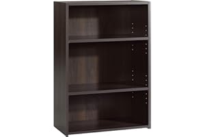 Sauder Beginnings 3-Shelf Bookcase, Bookshelf with Adjustable Storage Shelves, L: 24.57" x W: 11.50" x H: 35.28", Cinnamon Cherry