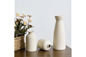 Ceramic Vase Set of 3, Modern Small Decorative Vases for Home Decor, Minimalist Flower Vases for Table, Living Room, Bedroom 