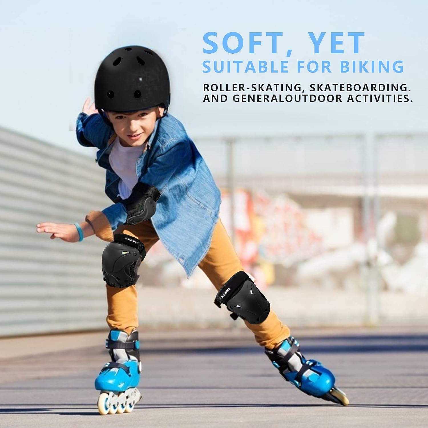 Weanas Helmets for 3-14 Years Kids Youth Adjustable Sports Protective Gear Set, Cycling Skating Safety Pad Safeguard (Helmet Knee Elbow Wrist Pads) : Sports & Outdoors