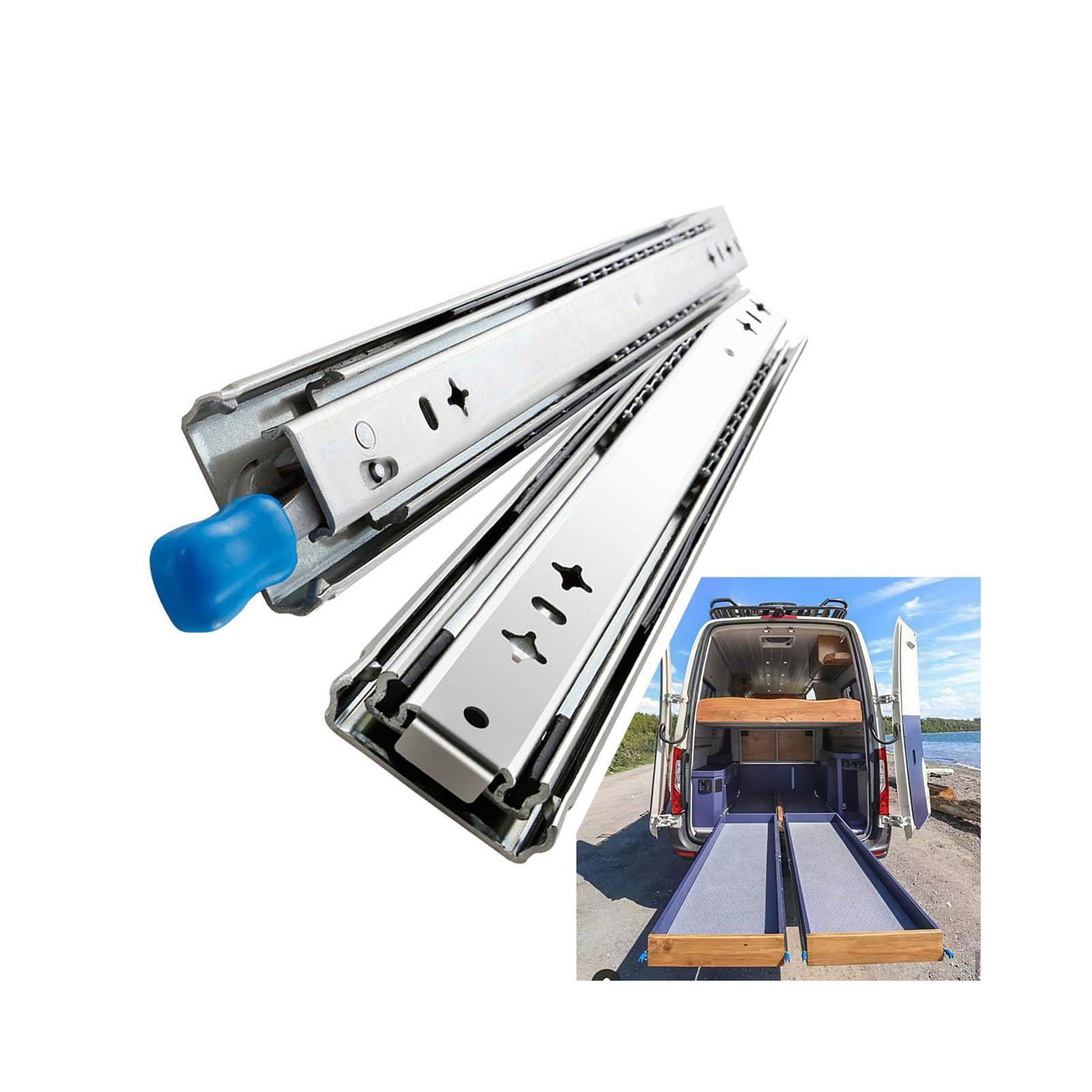 GIFSIN Drawer Runners 1000 mm | Maximum Load 120 kg | 3-Section Detachable Drawer Rail | Heavy Duty Drawer Runners with Lock | Side Assembly 1 Pair