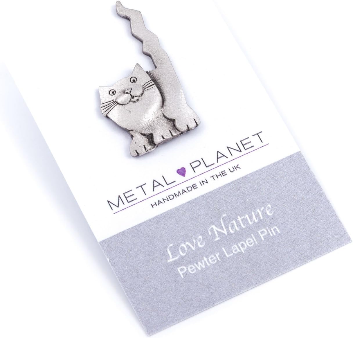 Metal Planet LtdMetal Planet Ltd Cat with zig zag tail design, pewter pin badge by Luna London, UK. Gift