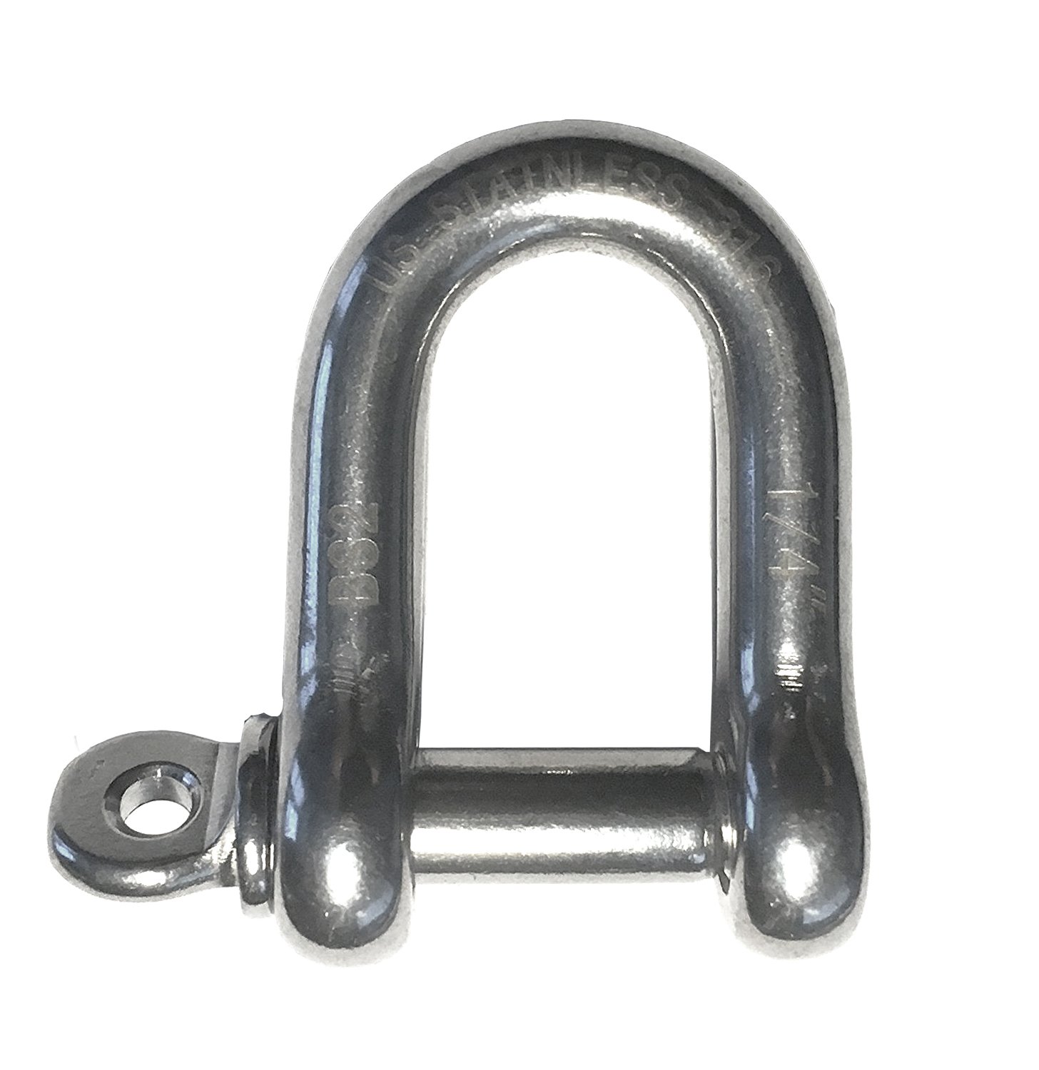 US Stainless Stainless Steel 316 Forged D Shackle Marine Grade 1/4" (6mm) Dee