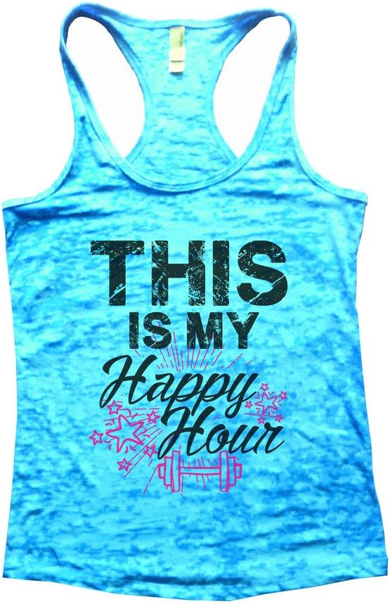 Funny Threadz This is My Happy Hour Funny Burnout Workout Racerback Tank Top