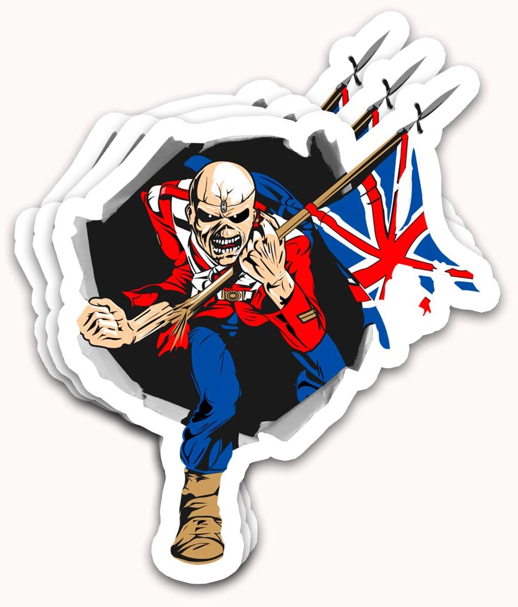 Endibas Iron Maidens Music Heavy Metal Group Trooper-Eddie Ripped Paper Fan Arts Stickers for Laptops Tumblers Books Luggages Cases Pack 3x4 in Vinyl 3pcs/Pack