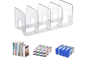 Marte Vanci Clear Acrylic File Sorter, Sturdy Desk File Organiser Shelf Book Holder Purse Handbag Clutch Divider File Folder 