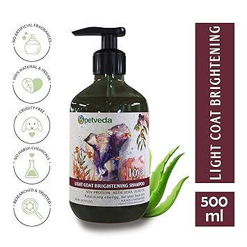 P E T V E D A Natural Pet Long Coat Shampoo for Golden Retriever, Labrador and Shihtzu, and Cats for Healthy Shiny Smooth Texture Sulphate and Paraben-Free (500ml)
