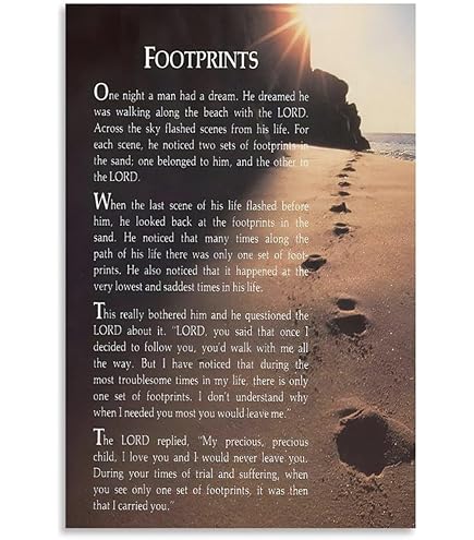 Footprints in the Sand - Arte de pared inspirador, decoración de pla