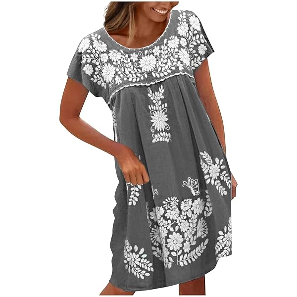 knee length dresses for ladies Mexican long dress||Mexican strapless dress||FloraL long dress||Sunflo –  MEXICANITA-HANDMADE main image 0