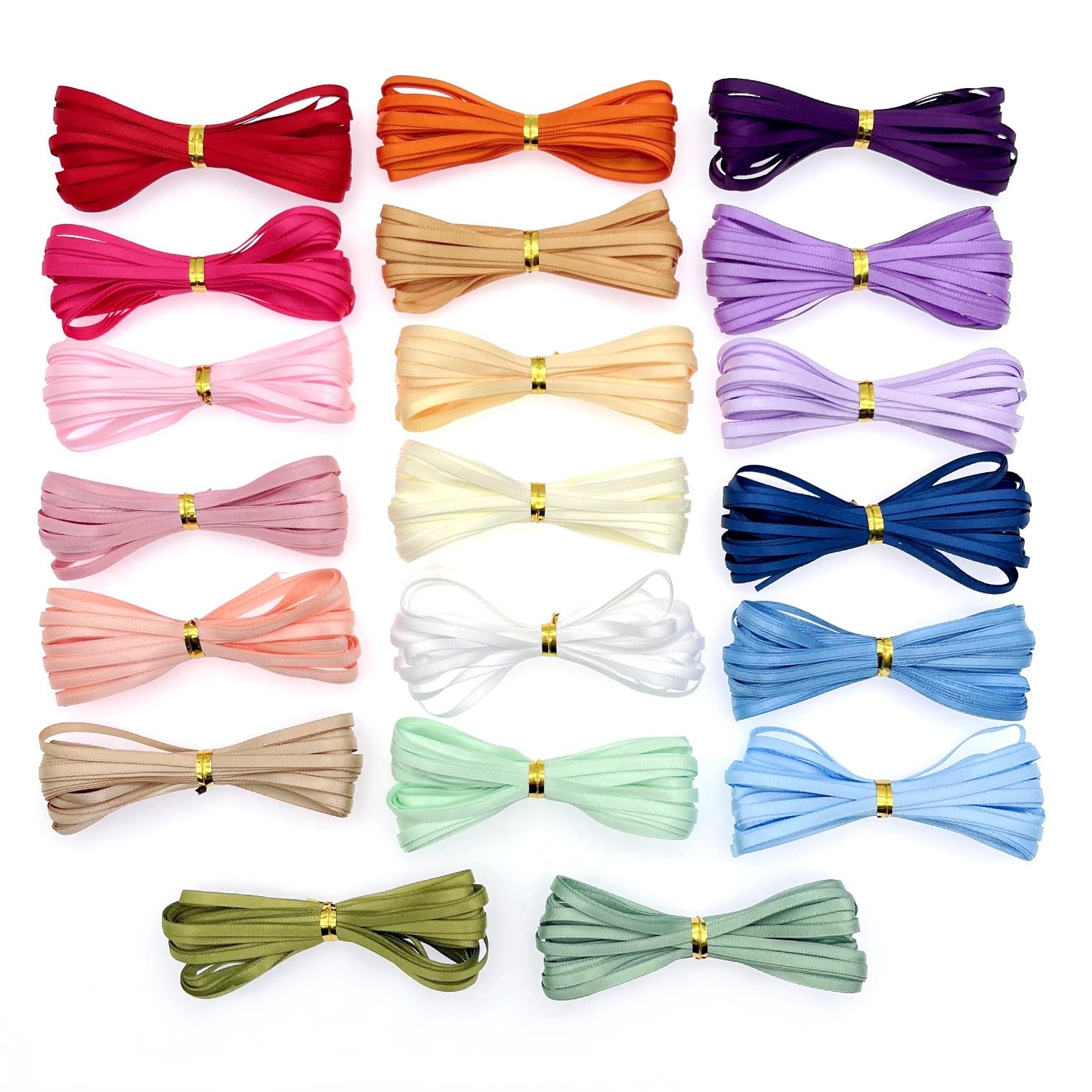 JZK 20 Color 3mm Thin Fabric Ribbon, 5m Polyester Satin Ribbon for Gift Wrapping, Wedding/Party Decoration