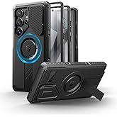 Dexnor for Samsung Galaxy S25 Ultra Case with Camera Cover & Adjustable Kickstand & Built-in Screen Protector, Magnetic Rugged Shockproof Bumper Cases Heavy-Duty Magnetic Protective Cover(2025),Black | with Camera Cover, Adjustable Kickstand, Magnetic, Rugged, Shockproof