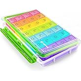 AUVON Large Moisture-Proof Weekly Pill Organizer 4 Times a Day, BPA-Free | 7 Day Pill Box Case with Portable Design for Travel, Removable Individual Containers Hold Vitamins, Supplements, Medications