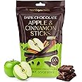 Belgian Chocolate Covered Fruit Sticks - Gourmet Covered Dried Fruit, 3.5 oz Resealable Pouch, Non-GMO, Perfect Treat for Chocolate Lovers (Dark Chocolate, Apple)
