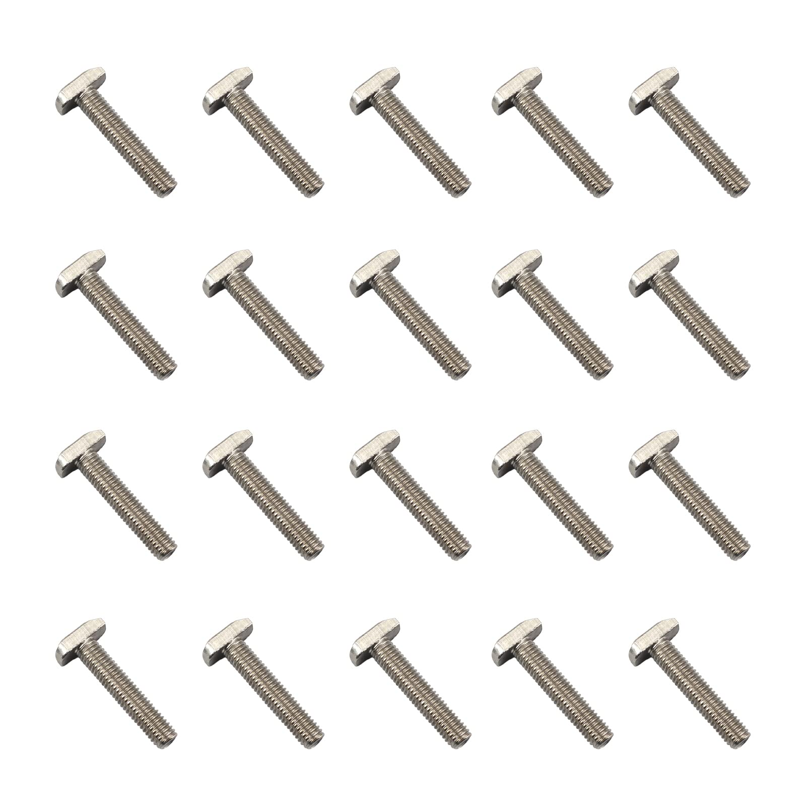20Pcs M8x45mm 304 Stainless Steel T-Slot Bolt Full Thread T-Shaped Bolt Screw 17.8mm Head Size