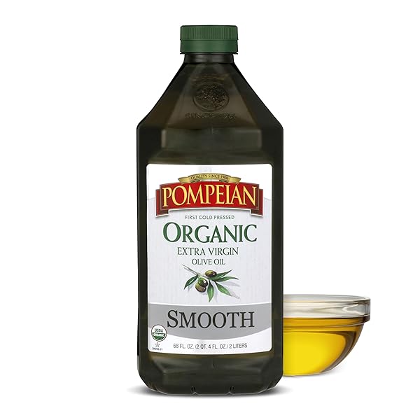 POMPEIAN USDA ORGANIC SMOOTH EXTRA VIRGIN OLIVE OIL, CONTAINS POLYPHENOLS, FIRST COLD PRESSED, 68 FL OZ