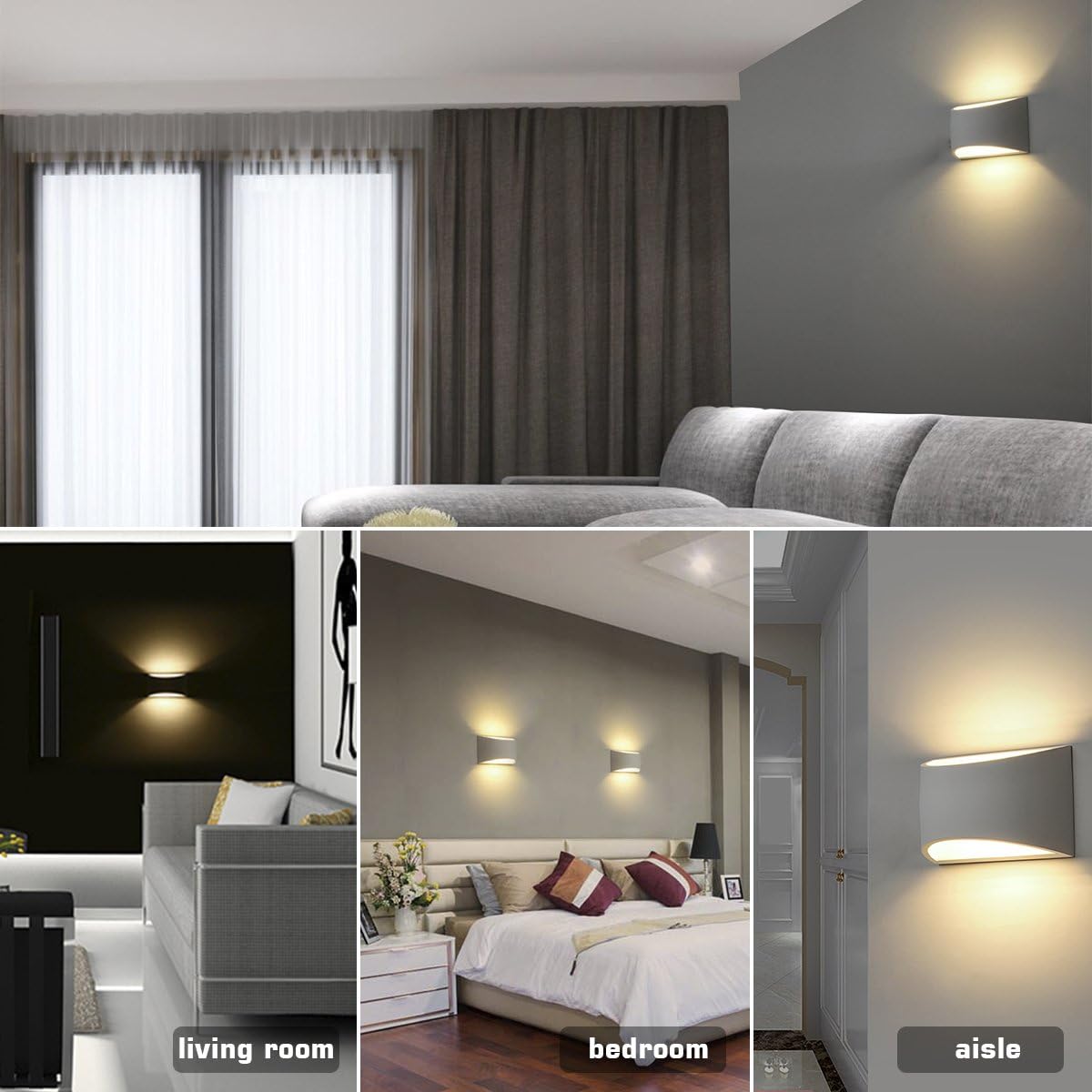 Modern LED Wall Sconce Lighting Fixture Lamps 7W Warm White 2700K Up and Down Indoor Plaster Wall Lamps for Living Room Bedroom Hallway Home Room Decor(with G9 Bulbs NOT Plug): Home Improvement