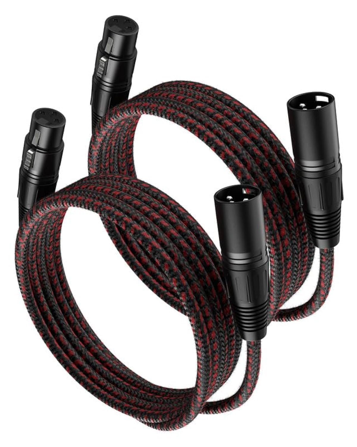 Photo 1 of VANDESAIL XLR Cables 6 FT 2 Pack, 3-Pin Male to Female Balanced Mic Cable for Microphones, Mixer, Speaker Systems - Heavy Duty Patch Cords, Black-Red