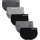 Reebok Hipster Panties for Women - 5 Pack Stretch Performance Seamless Underwear with Relaxed Tagless Waist (S-XL)
