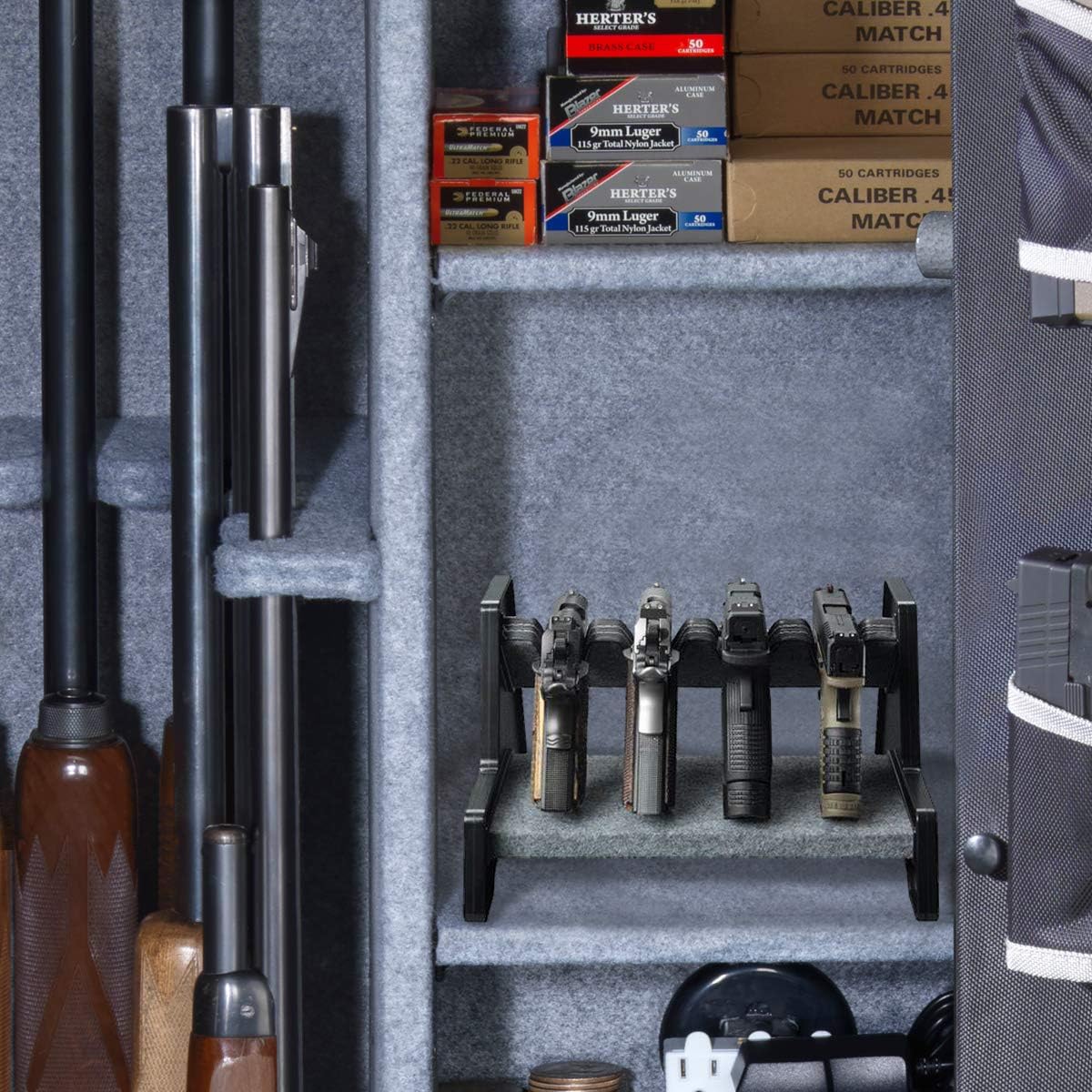 Mind and Action Deluxe Gun Rack for Pistol/Handgun Safe Storage Accessories (4 Gun Holders): Sports & Outdoors