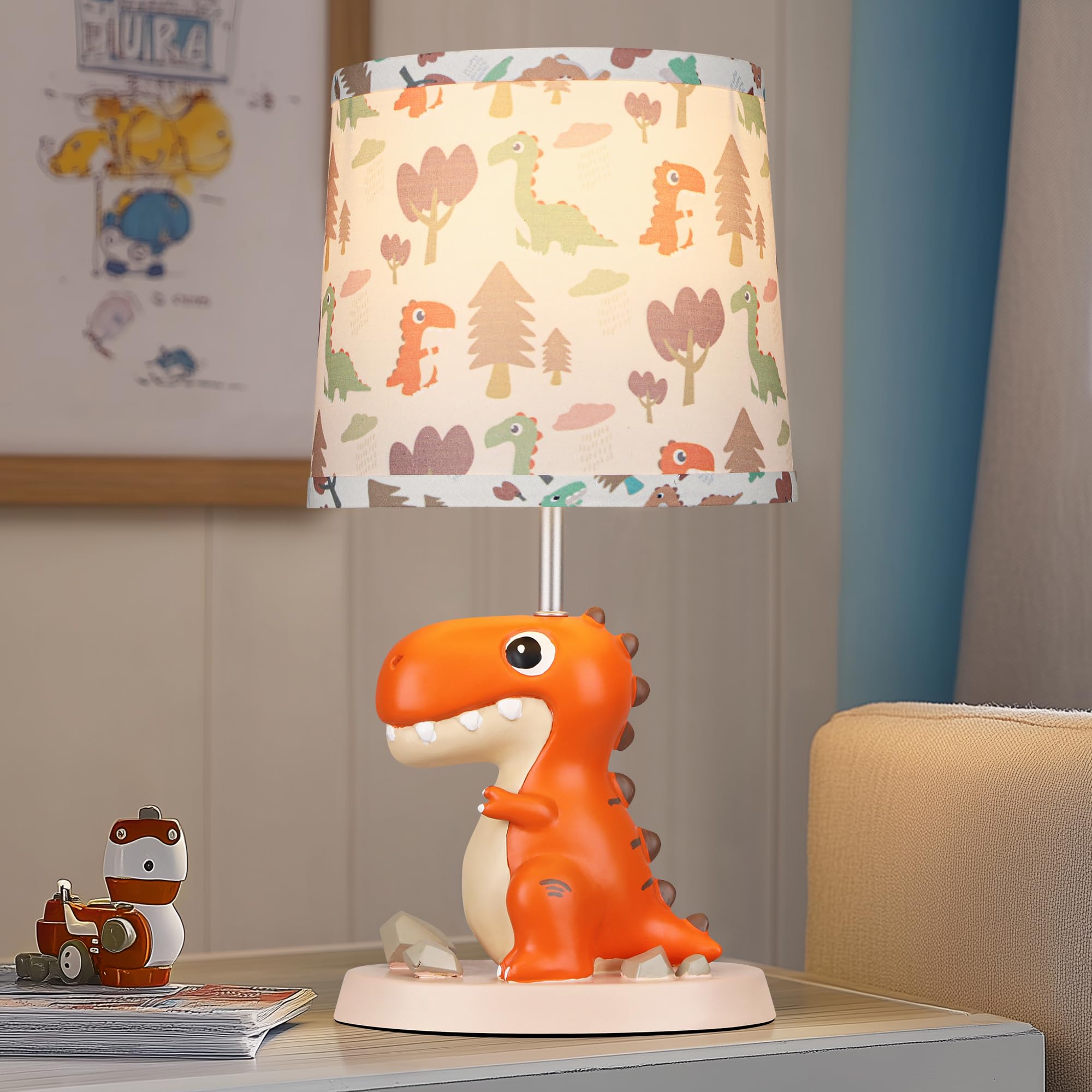 Photo 1 of Single Dinosaur Bedside Table Lamp for Kid Bedroom Decor,Nursery Nightstand Lamp for Boy Girls,Cute Desk Lamp for Playing Room, 1 LED Bulb Included