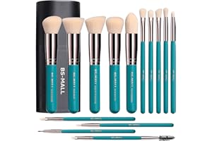 Makeup Brushes BS-MALL Premium Synthetic Foundation Powder Concealers Eye Shadows Makeup 14 Pcs Brush Set, Rose Golden, with Case (Green)