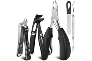 VANWIN Toenail Clippers for Thick Toenails for Seniors, Angled Head Large Toe Nail Clippers for Thick Nails for Men, Heavy Duty Ingrown Toenail Clippers with Wide Jaw, Sharp Slanted Nail Cutter Black
