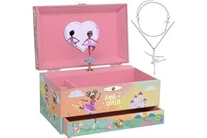 Jewelkeeper Ballerina Music Box & Little Girls Jewelry Set - 3 Ballerina gifts for Girls - Little Queen Design