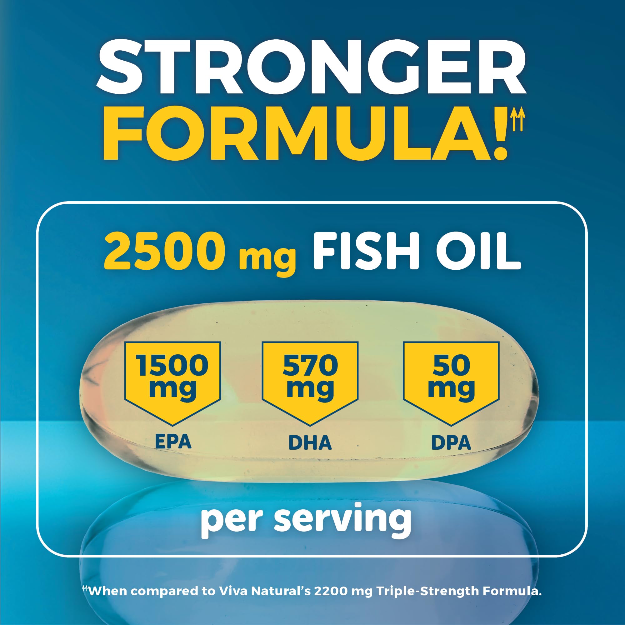 Triple Strength Omega 3 Fish Oil Supplement for Men and Women – 2500 mg High-Potency, Easy-to-Absorb Re-esterified Triglyceride Form, Pescatarian-Friendly DPA EPA DHA Omega 3 Supplement, 180 Softgels