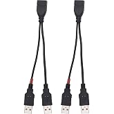YOUCHENG 30cm USB 2.0A Female to Dual A Male Y Hub Adapter Cable for Computers and Mobile Phones - Data Transmission on One Port (2-Pack)