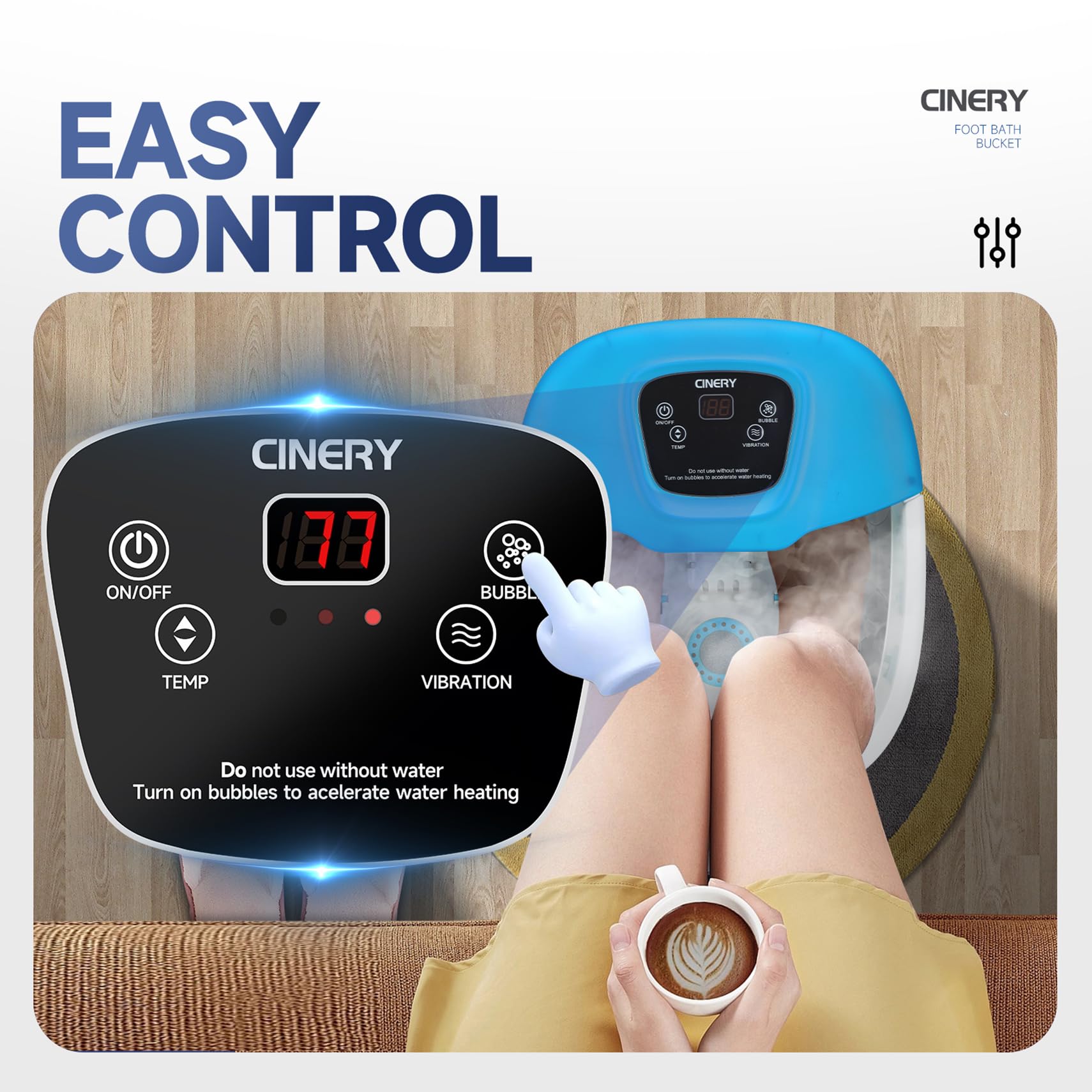 FIAHNG Foot Spa Massager with Heat, Bubbles, Vibration & Pedicure Foot Spa Massager for Feet Stress Relief