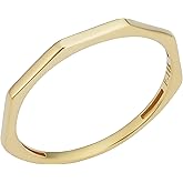 KoolJewelry Minimalist Women's 14k Yellow, White or Rose Gold Hexagon Geometric Ring (1.5 mm)