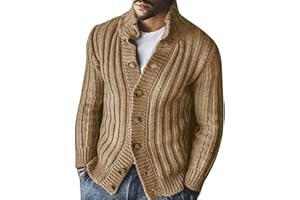 Homisy Vintage Cardigans for Men Cable Knit Cardigan Sweaters Button Down Knit Sweater Casual Long Sleeve Cardigan