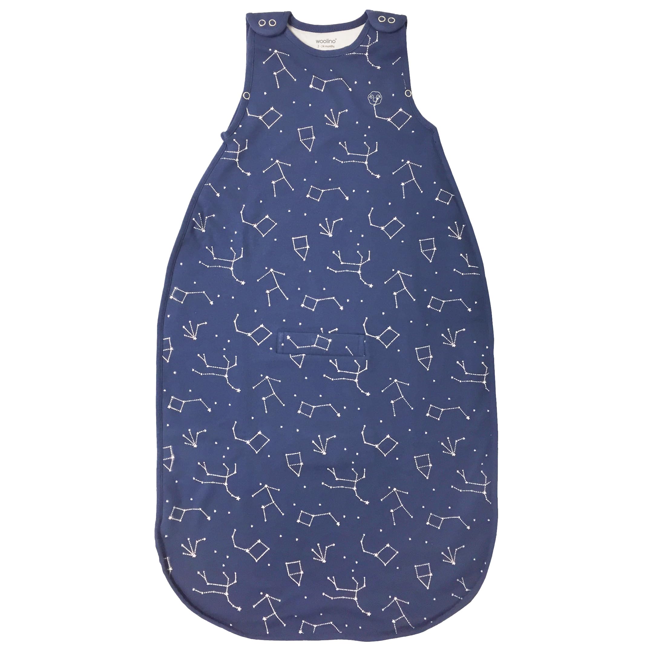 Woolino Ultimate Toddler Sleeping Bag - Merino Wool and Organic Cotton Sleep Sack - 4 Season Baby Wearable Blanket - Adjustable Sleeping Bag for Toddlers - Universal Size (2-4 Years), Night Sky