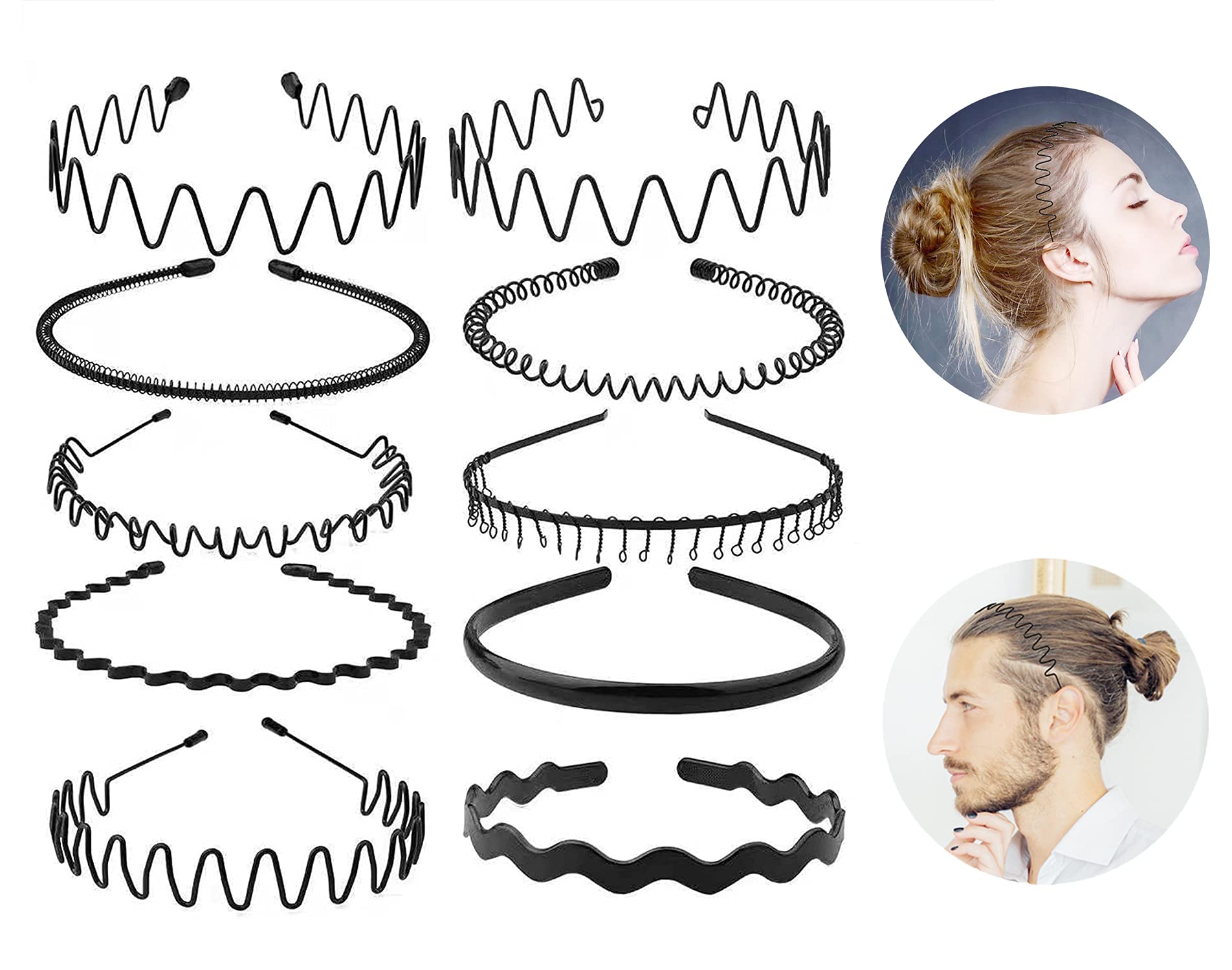 KELUBATU Mens Hair Bands - Non-Slip Sports & Fashion Headbands, Metal Hair Hoop For Outdoor Sports, Weddings And Daily Wear (10 Pieces)