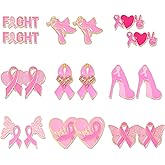 9/12Pairs Breast Cancer Awareness Earring for Women Pink Ribbon Stud Earrings Breast Cancer Awareness Accessories Survivor Gifts