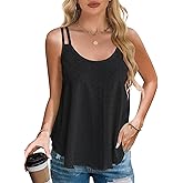 AURUZA Tank Top for Women Eyelet Sleeveless Camisole Casual Spaghetti Strap Scoop Neck Cami Loose Fit Summer Beach Vacation