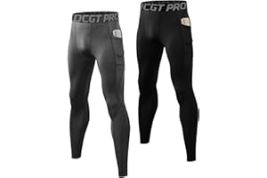 ZDCGT Compression Pants Men Running Tights Leggings with Phone Pocket Athletic Workout Yoga Gym