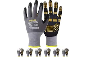 LOCCEF Safety Work Gloves MicroFoam Nitrile Coated-6 Pairs,Endurance Seamless Knit Nylon,Dots on palm,Tacky Dot Grip Gloves