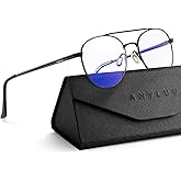 ANYLUV Blue Light Glasses for Men, Circular Frame Single Brow Bridge Design Campus Style Glasses Anti Eyestrain for Screen