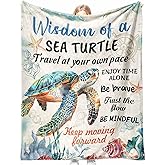 Glydein Positive Sea Turtle Gifts for Women Men, Flannel Soft Blanket Decor, Sea Turtle Gifts for Turtles Lovers, Inspirational Healing Gift for Friend Meditator Graduate - 50x60 inches
