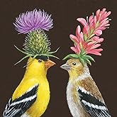 Paperproducts Design Vicki Sawyer Cocktail Napkins - Decorative Paper Beverage Napkins for Dinner, Birthdays, Parties, Gifts, Celebrations - 5" x 5" Pack of 20 - Goldfinch Couple Design