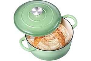 3QT Dutch Oven Pot with Lid, Leonyo 3 Quart Enameled Cast Iron Dutch Oven for Sourdough Bread Baking, Heavy Duty Cookware for