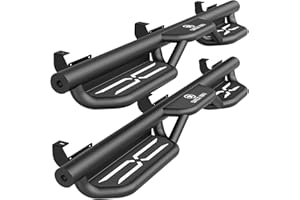 YZONA for Wrangler JL Running Boards Side Steps Compatible with 2018 2019 2020 2021 2022 2023 2024 2025 2026 Wrangler JL JLU Unlimited 4 Doors (Include 4XE Model), Two Stairs Nerf Bars Step Plates