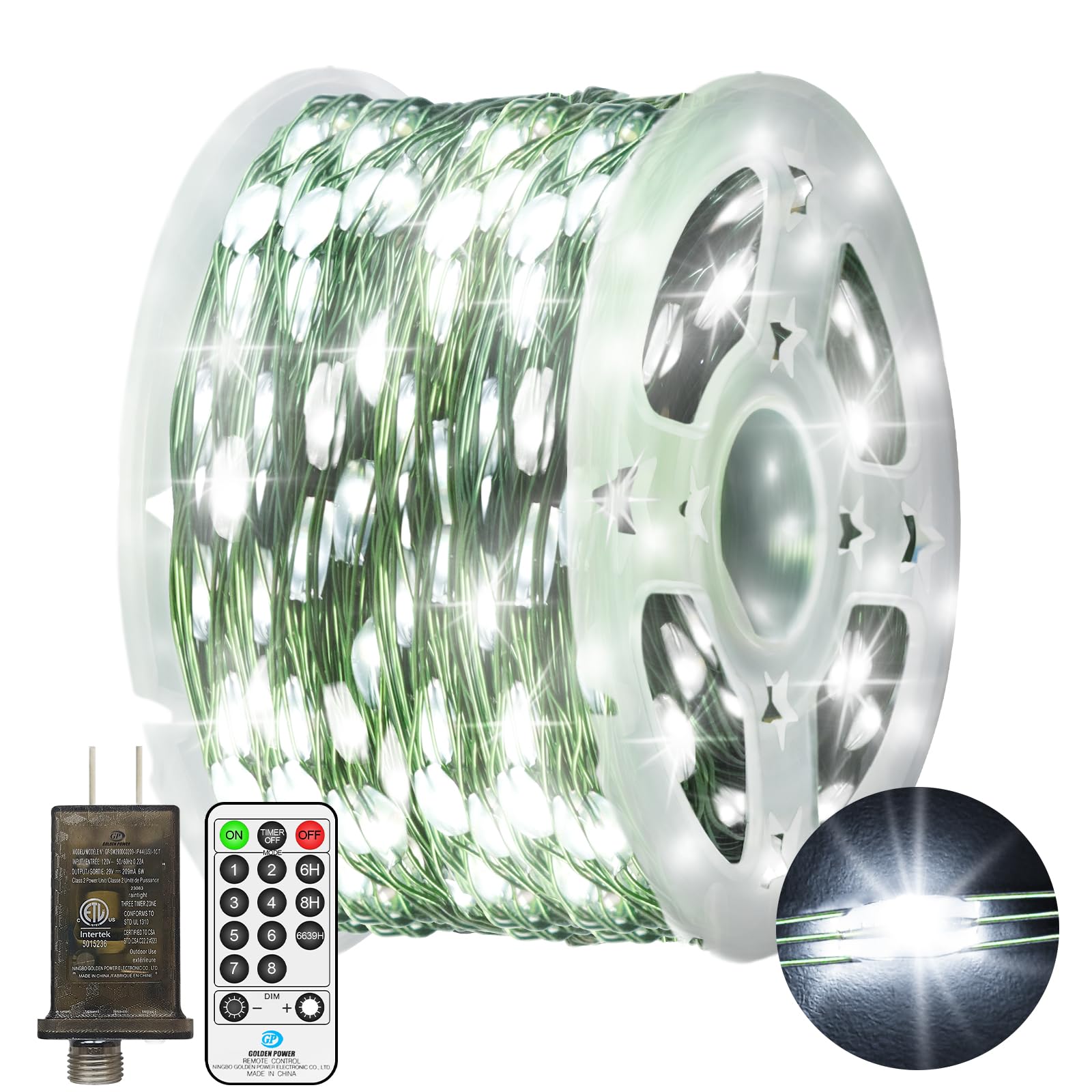Photo 1 of 400 LED Fairy Lights 131 FT Green Wire LED String Lights 8 Modes Timer Twinkle Fairy Lights Plug in Waterproof for Xmas Yard Tree Patio Wedding Holiday Party DIY Decorations(Cool White)
