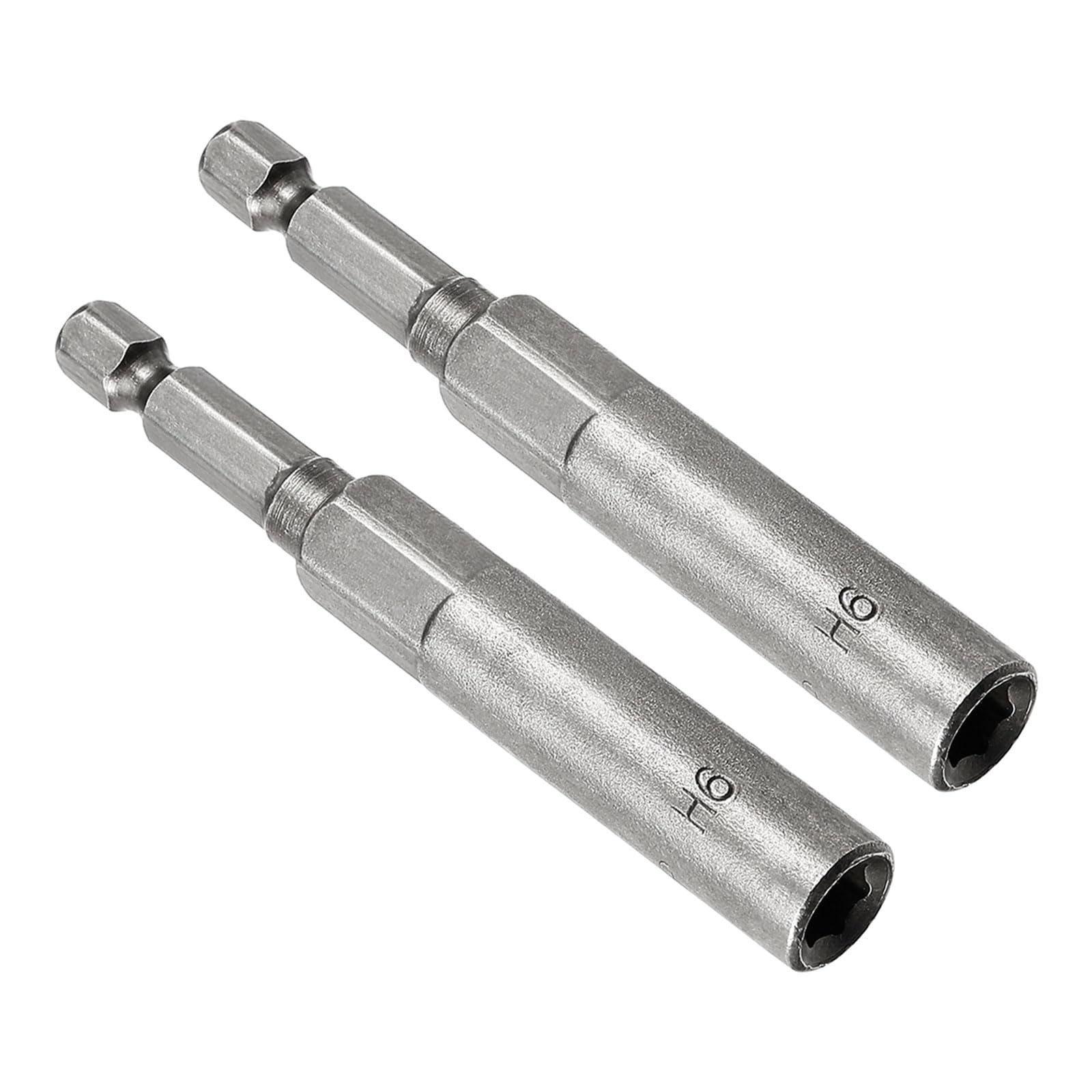 CoCud Quick-Change Nut Setter Driver Bit, 6mm Metric 80mm Length 1/4" Shank, CR-V No-Magnetic Straight Shank Setter Drill Bits - (Applications: for Auto Repair) - 2pieces