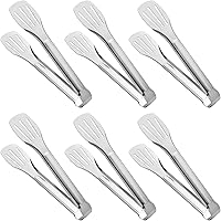 JXHAPY Serving Tong Kitchen Tongs,Buffet Tongs, Stainless Steel Food Tong Serving Tong,small tongs 6 Pack (7 Inch)